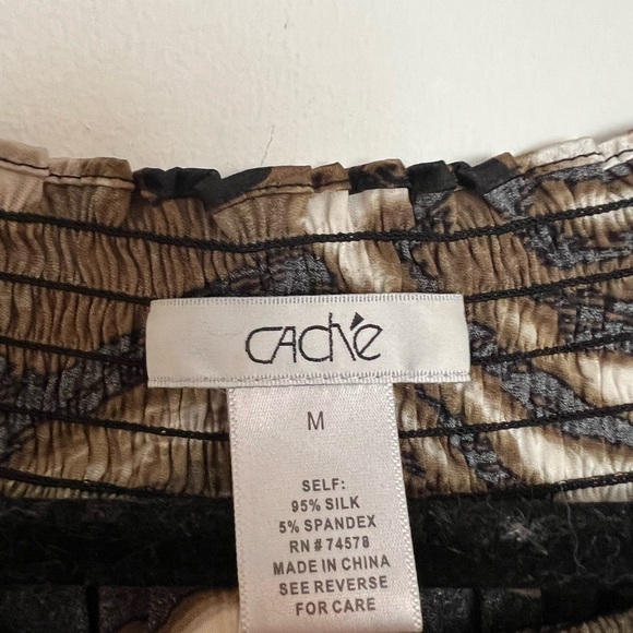 Y2K Cache Silk 3/4 Sleeve Top Off Shoulder Animal Print Slight Stretch Size M - Picture 4 of 6